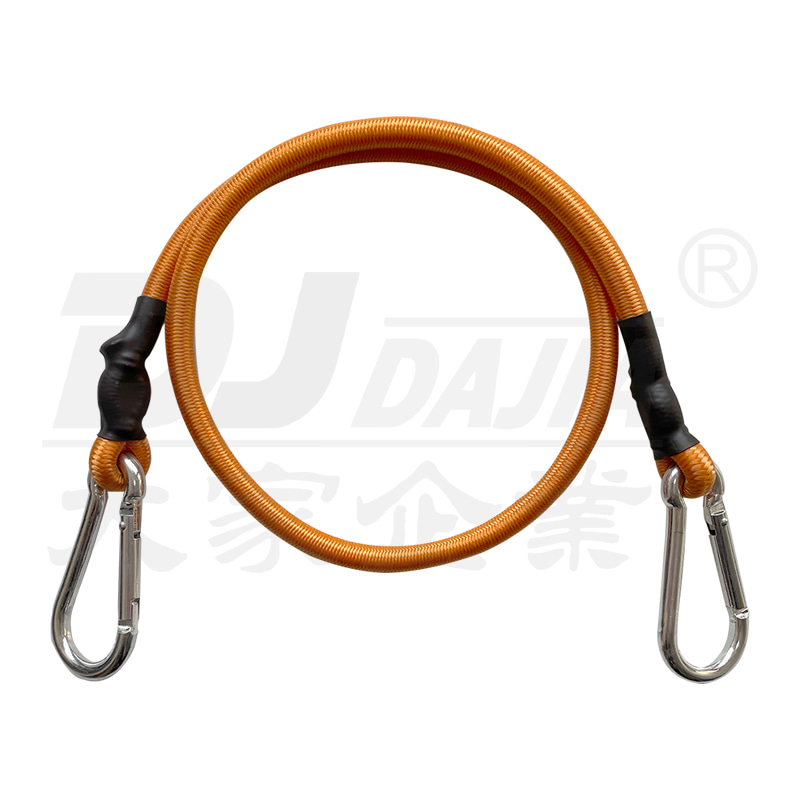 Round Bungee strap na may 7cm carabiner hook