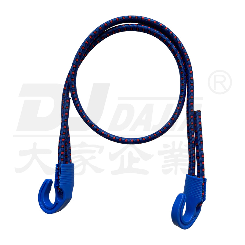 Blue plastic adjustable abs hooks round bungee cords