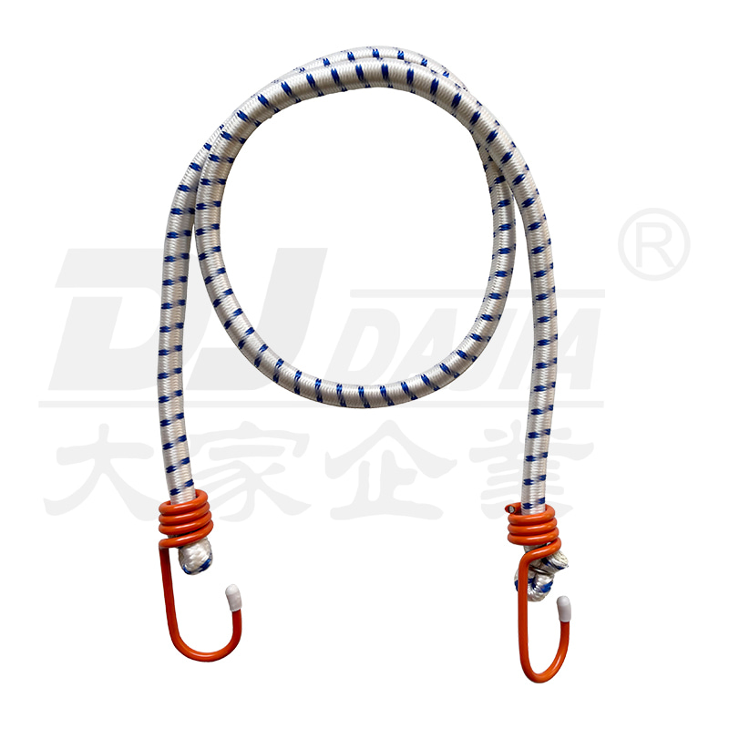 Red plastic coated steel hook light duty bungee cord